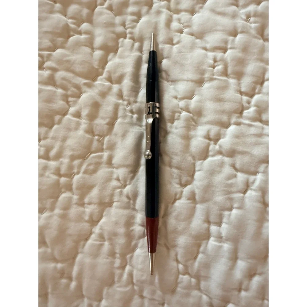 Vintage Lindy Mechanical Pencil Black and Red Two Tone Silver‎ Clip Collectible